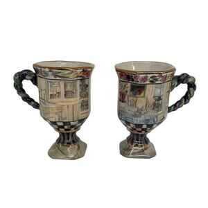 MacKenzie Childs MacLachlan Octagon Pedestal Mug 1st Edition 1990 Lot‎ Of 2